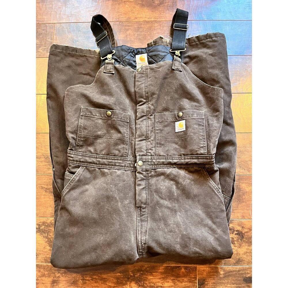Vintage Carhartt For Womens USA Insulated Lined Brown Overall Chore Wear Size 14